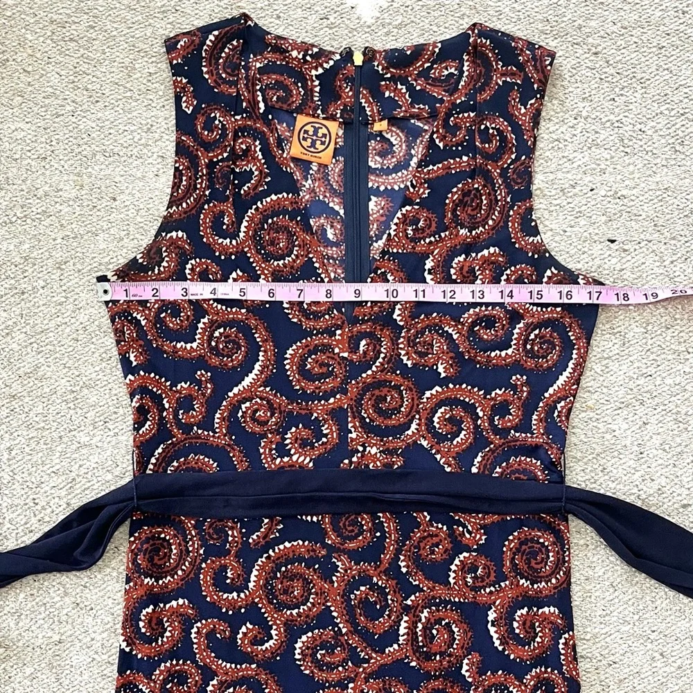 Tory Burch Nicola Navy Sapello Silk Belted Dress Small